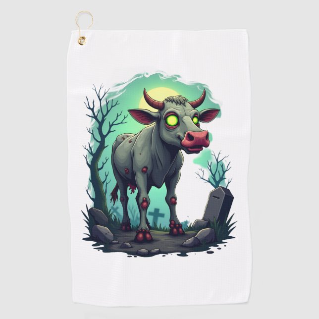 Toalla De Golf Apocalipsis de la vaca zombie (Anverso)
