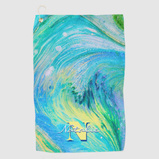 Toalla de golf Aqua Blue Acrylic Flow Art