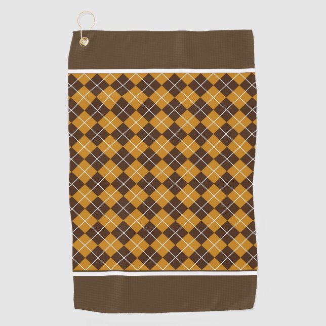 Toalla De Golf Argyle Marrón Y Naranja (Anverso)