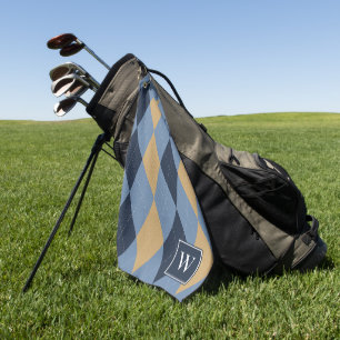 Toalla De Golf Argyle Personalizado – Fumador Azul Marino y Caqui