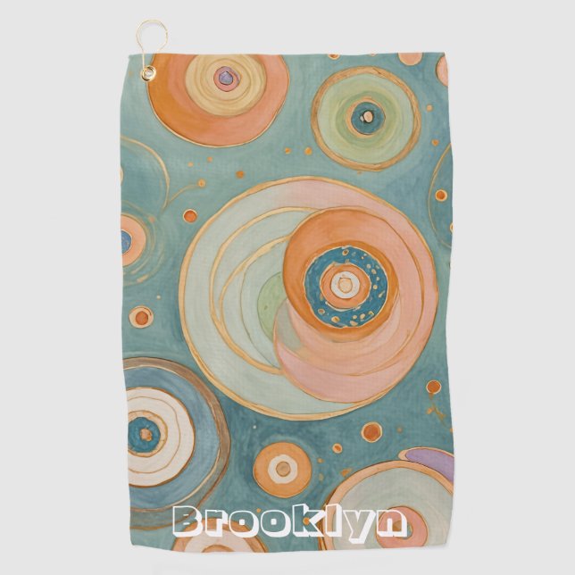 Toalla De Golf Armonía Kaleidoscope: Los Círculos Swirly Pastel (Anverso)