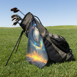 Toalla De Golf Arpa Celestial de los Cielos Llenos de Luna.