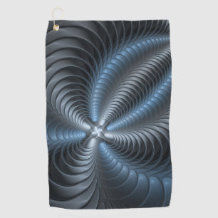 Toalla De Golf Arte abstracto moderno fractal 3D gris azul plásti