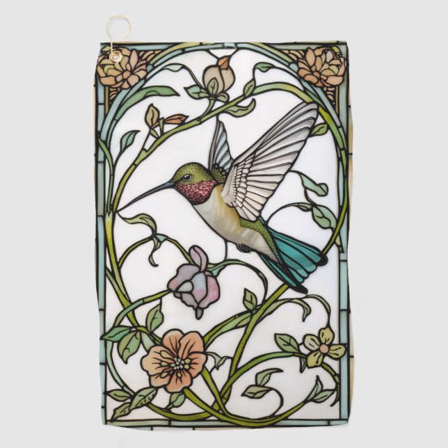 Toalla De Golf Arte botánico boho chic de colibrí elegante (Anverso)