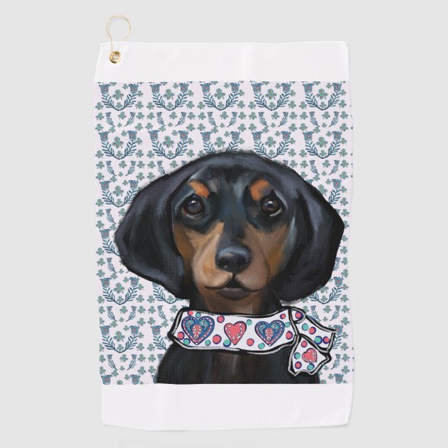 Toalla De Golf Arte de Dachshund de Navidad     (Anverso)
