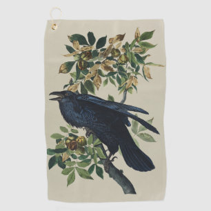 Toalla De Golf Arte de la Naturaleza del Cuervo de Audubon Vintag