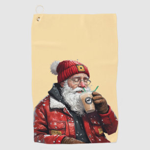 Toalla De Golf Arte de Navidades de café helado de Guay Santa