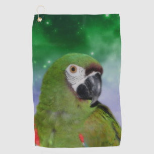 Toalla De Golf Arte de pájaro de loro verde severo de Macaw