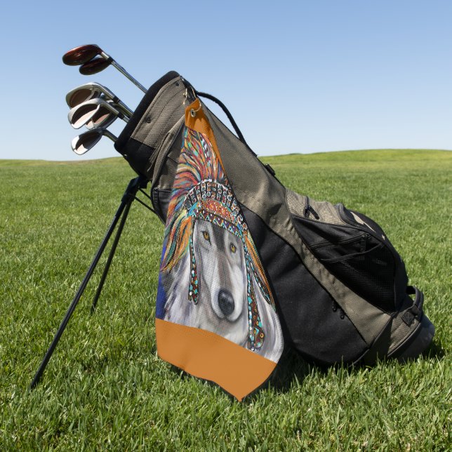 Toalla De Golf Arte del Lobo Gris (Verde)