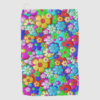 Toalla De Golf Arte floral retro hippy