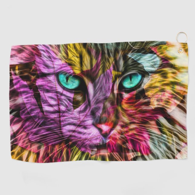 Toalla De Golf Artsy Kitty Cat (Horizontal)