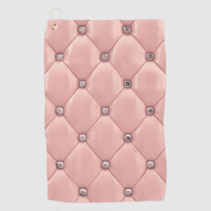 Toalla De Golf Aspecto de cuero metálico elegante rosado tufado