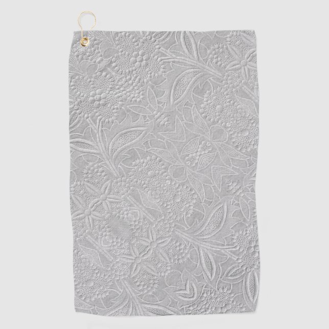 Toalla De Golf Aspecto gris floral Grabado en relieve (Anverso)