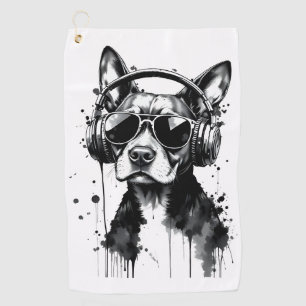 Toalla De Golf Auriculares Guay Dog Mascotas cortos Tinta blanca 