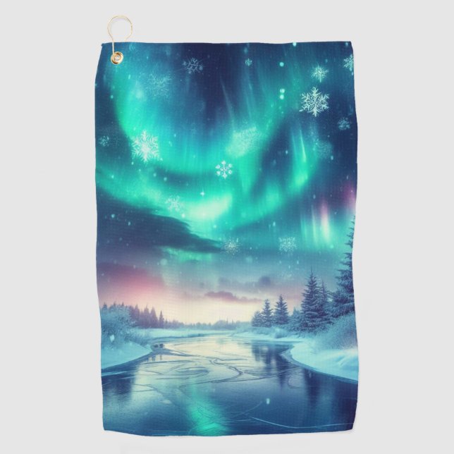 Toalla De Golf aurora borealis/Navidades/invierno (Anverso)