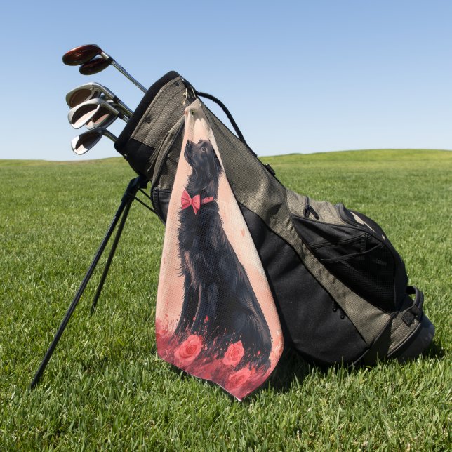 Toalla De Golf Australian Kelpie con Rosas - Día de San Valentín (Verde)
