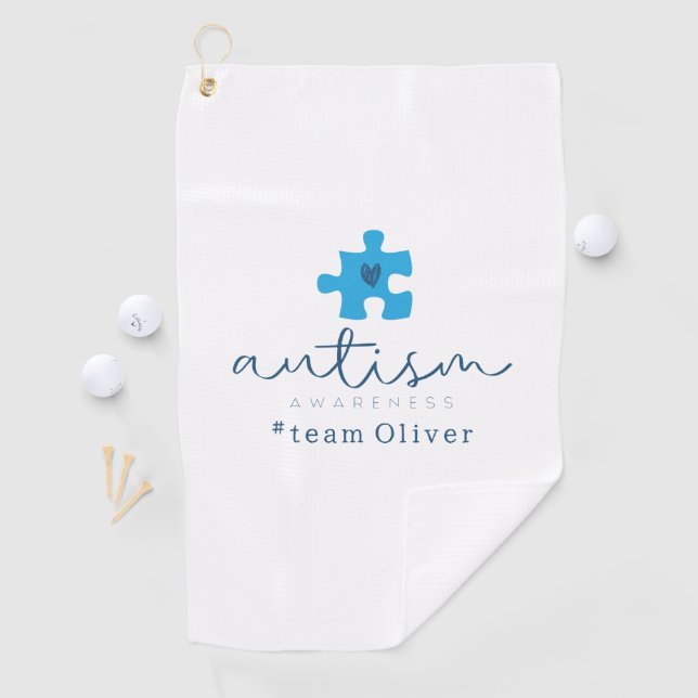 Toalla De Golf autism awareness blue puzzle piece #team name  (In situ)