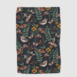 Toalla De Golf Aves de jardín oscuro y mariposas