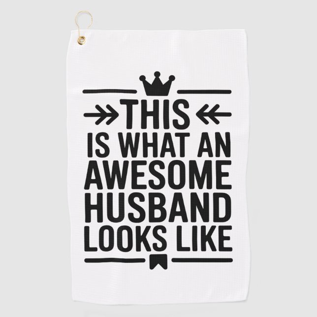 Toalla De Golf Awesome Husband Minimal Typography (Anverso)