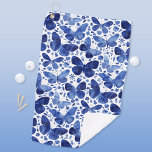 Toalla De Golf Azul de agua de mariposas<br><div class="desc">Pintura de mariposa color azul índigo.</div>