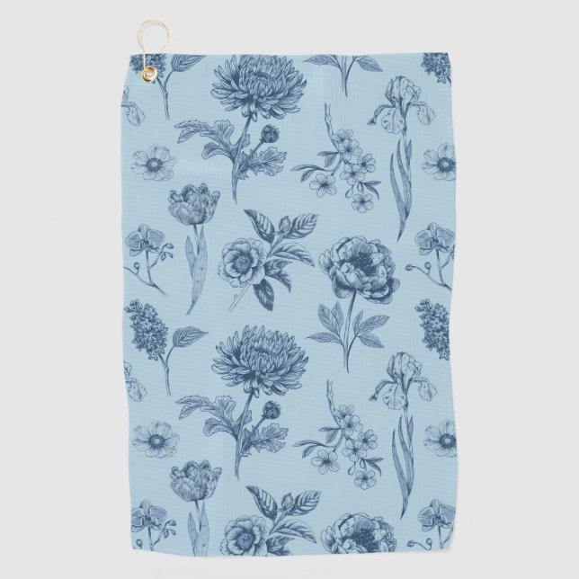 Toalla De Golf Azul Floral  (Anverso)
