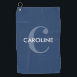 Toalla De Golf Azul marino básico clásico moderno<br><div class="desc">Moderna toalla de golf clásica inicial de la marina azul con un estilo moderno y un audaz monograma.</div>