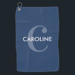 Toalla De Golf Azul marino básico clásico moderno<br><div class="desc">Moderna toalla de golf clásica inicial de la marina azul con un estilo moderno y un audaz monograma.</div>