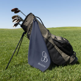 Toalla De Golf Azul Marino Personalizado Nombre y Monograma
