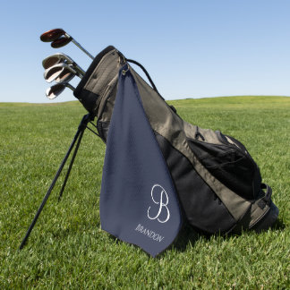 Toalla De Golf Azul Marino Personalizado Nombre y Monograma