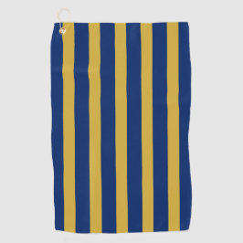 Toalla De Golf Azul Marino y Rayas Verticales Doradas Metálicas