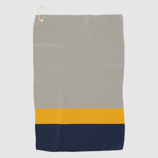 Toalla De Golf Azul oscuro, amarillo, rayado gris texturado (Anverso)