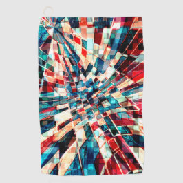 Toalla De Golf Azul rojo oscuro sobre las baldosas torcidas y efe