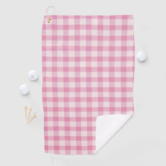 Toalla De Golf Baby Pink Gingham Pattern (In situ)