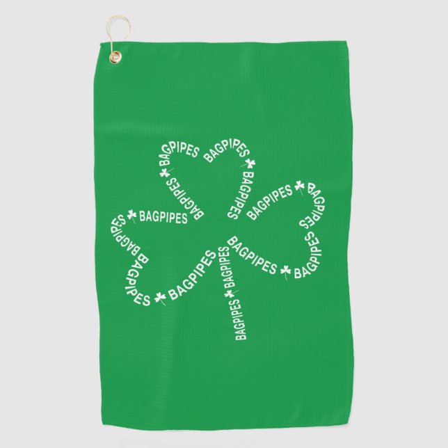 Toalla De Golf Bagpipes Textos Shamrock (Anverso)