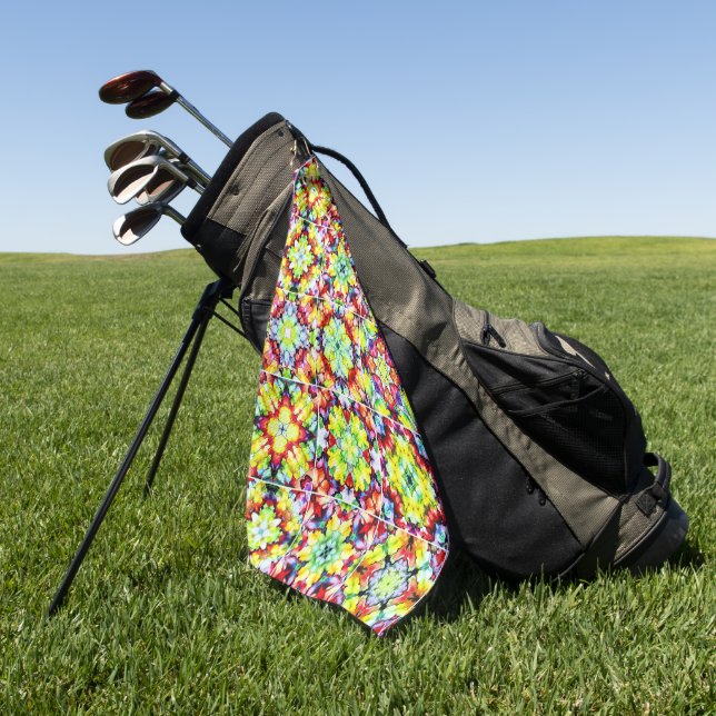 Toalla De Golf Baldosas mediterráneas, mosaicos de tinta de alcoh (Verde)
