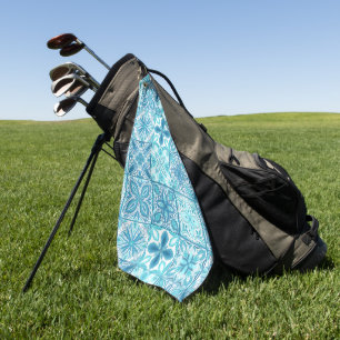 Toalla De Golf Baldosas orgánicas en azul y blanco