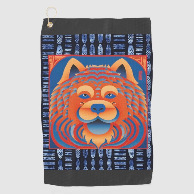 Toalla De Golf BALI BLISS Carrera de perros Chow (Anverso)