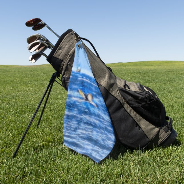 Toalla De Golf Ballena de cola náutica con barco Océano Azul (Verde)