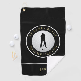 Toalla De Golf Balls Humor Golfer Deportes Monogramado Oro Negro