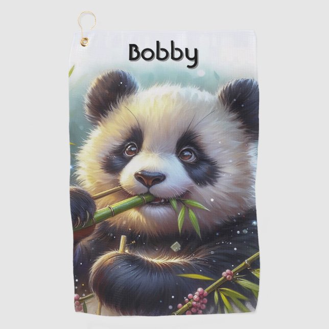 Toalla De Golf Bambú de oso panda adorable (Anverso)