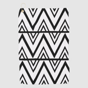 Toalla De Golf Banda de Chevron Black White Chevron Stripe