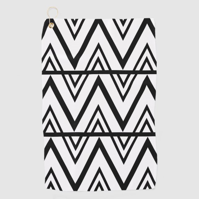 Toalla De Golf Banda de Chevron Black White Chevron Stripe (Anverso)