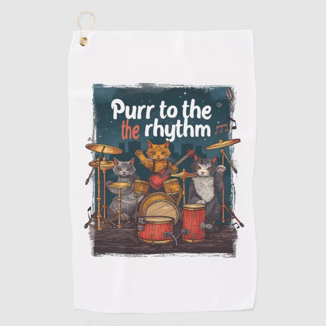 Toalla De Golf Banda de gato Rockin (Anverso)