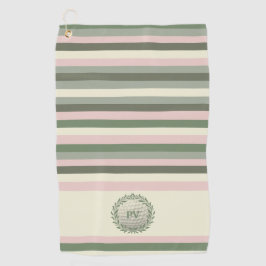Toalla De Golf Banda verde rosa moderna monogramada