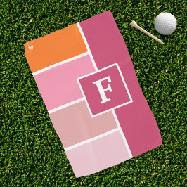 Toalla De Golf Bandas en rosa, blanco y naranja con Monograma