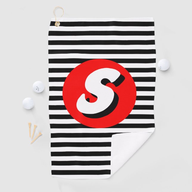 Toalla De Golf Bandas negras y blancas Monograma S (In situ)