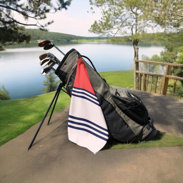 Toalla De Golf Bandas Retro Rojo (Golf towel)