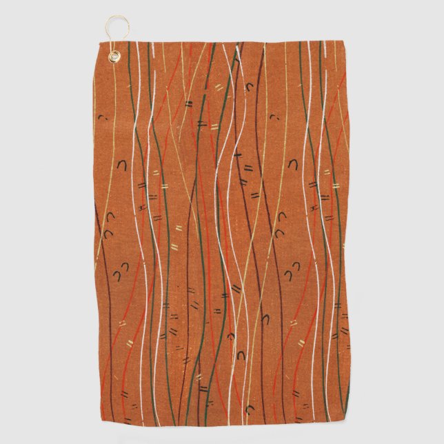 Toalla De Golf Bandas rojas onduladas: arte abstracto japonés mod (Anverso)