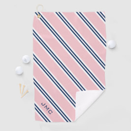 Toalla De Golf Bandas rosa y azul monogramo de 3 letras