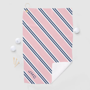 Toalla De Golf Bandas rosa y azul monogramo de 3 letras